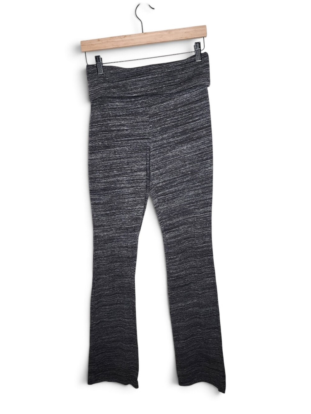 Mossimo Rollover Waist Cotton Blend Stretch Yoga Pants in Gray Space Dye Size M